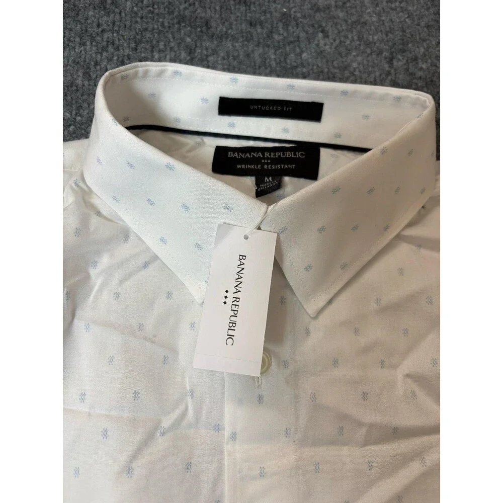Banana Republic Shirt Mens M Geometric Long Sleeve Wrinkle Resistant Button-Up